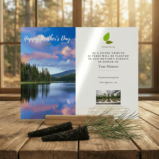 Plant a memorial tree for Mother's Day, A Living Tribute personalized certificate card
